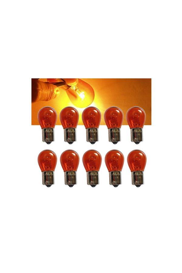 Zembil 10 Adet 12V Py21W 93 Tek Duy Düz Tırnak Ampul Ba15S Turuncu - Image 1