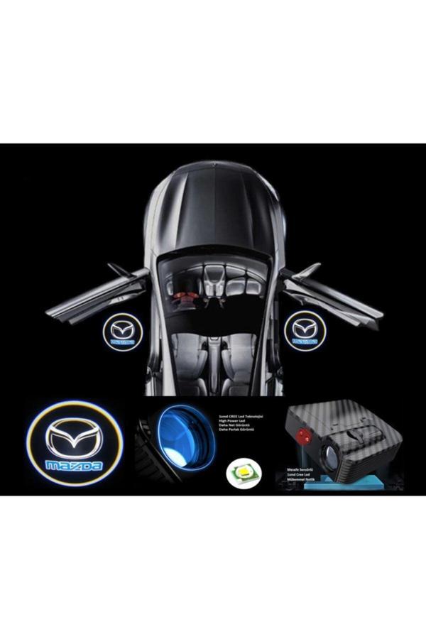 Zembil 2 Adet Mazda İle Uyumlu Pilli Yapıştırmalı Sensörlü Mıknatıssız Kapı Altı Led Logo - Image 1