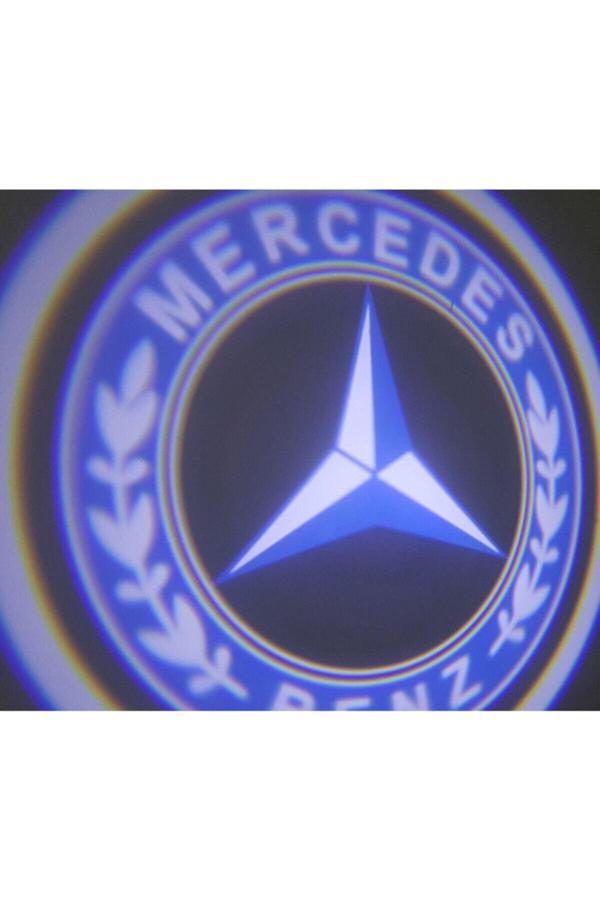 Zembil 2 Adet Mercerdes Benz İle Uyumlu Pilli Yapıştırmalı Sensörlü Mıknatıssız Kapı Altı Led Logo (Çelenkli) - Image 1