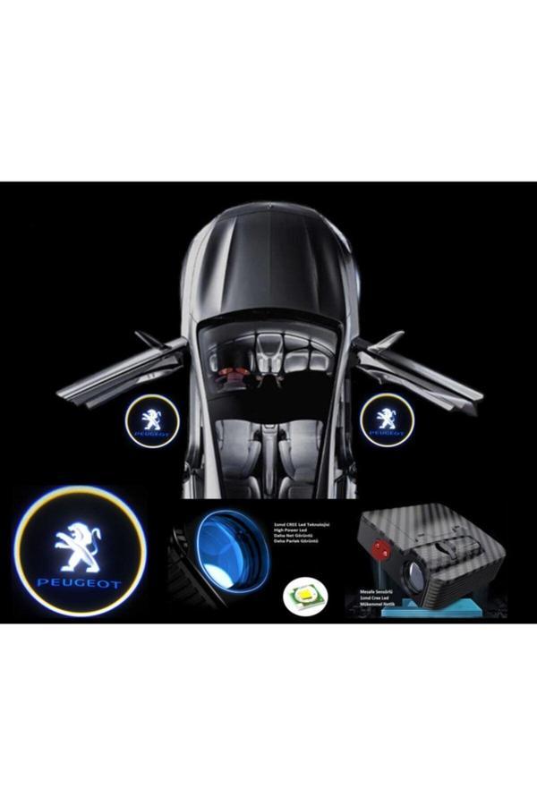 Zembil 2 Adet Peugeot İle Uyumlu Pilli Yapıştırmalı Sensörlü Mıknatıssız Kapı Altı Led Logo - Image 1