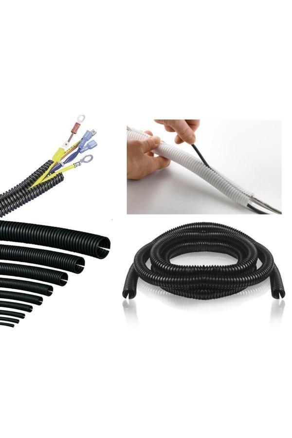 Zembil 10 Metre 10Mm Siyah Renk Kablo Tesisat Gizleme Düzenleme Hortumu Yarıklı Hortum - Image 1