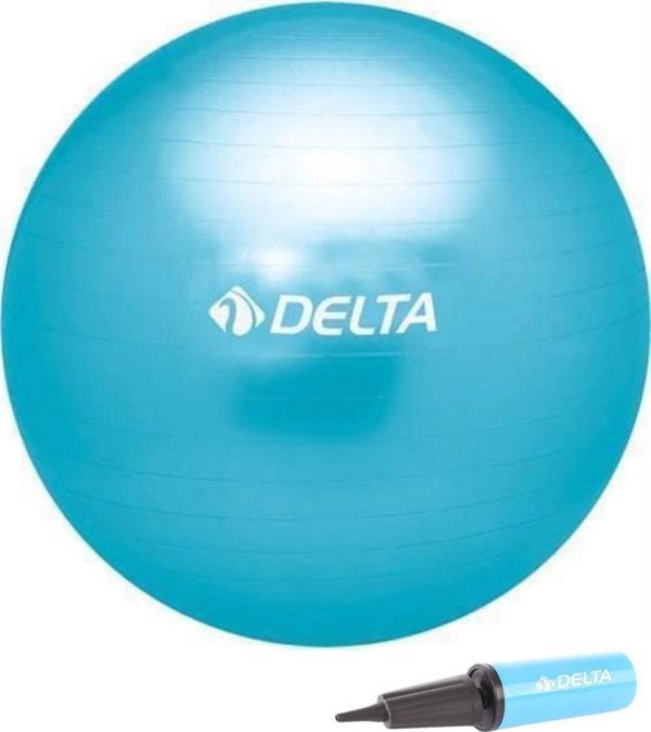Delta 55 cm Mavi Deluxe Pilates Topu Ve Çift Yönlü Pompa Seti - Image 1