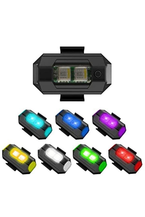 Zembil 4 Adet Rgb Drone Araba Motosiklet Bisiklet Uçak Kanadı Şarjlı Mini Çakar Led Lamba - Image 1