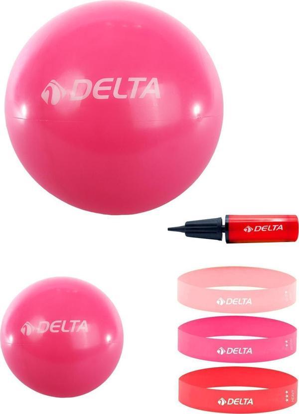 Delta 55 cm-20 cm Pilates Topu 3'lü Squat Bandı Egzersiz Direnç Lastiği Pilates Topu Pompası Seti - Image 1
