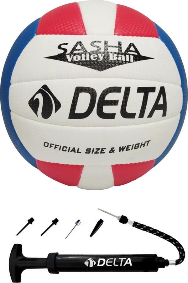 Delta Sasha Özel El Dikişli 5 Numara Voleybol Topu + Çok Fonksiyonlu Top Şişirme Pompası Seti - Image 1