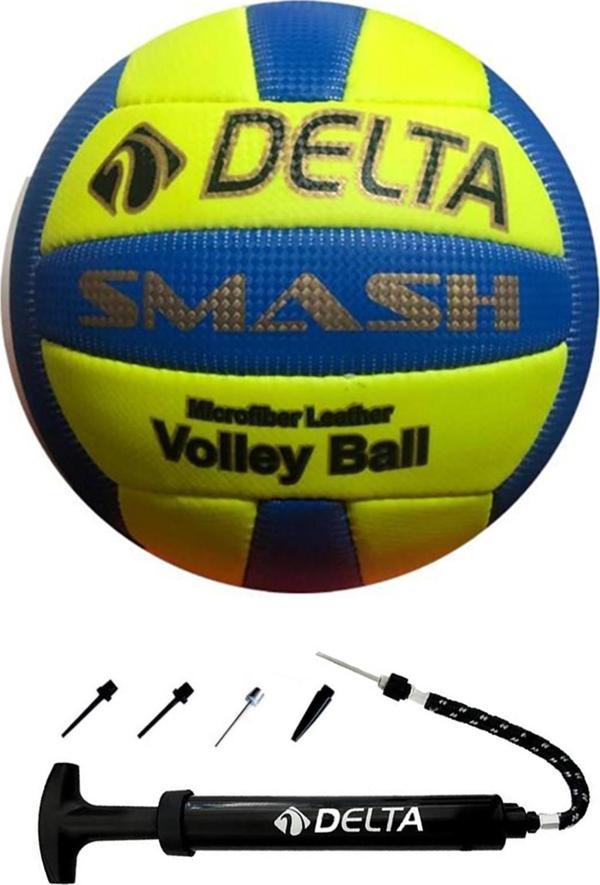 Delta Smash El Dikişli 5 Numara Voleybol Topu + Çift Yönlü Çok Fonksiyonel Top Pompası Seti - Image 1