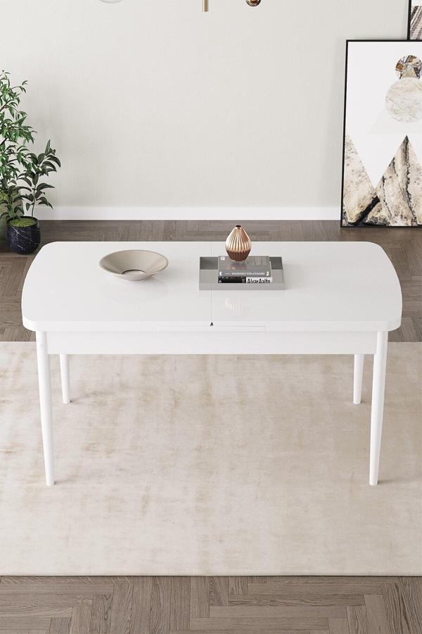Asaella Mobilya Arvela Beyaz 80X132 Açılabilir Mutfak Masası Takımı 4 Adet Sandalye - Image 1