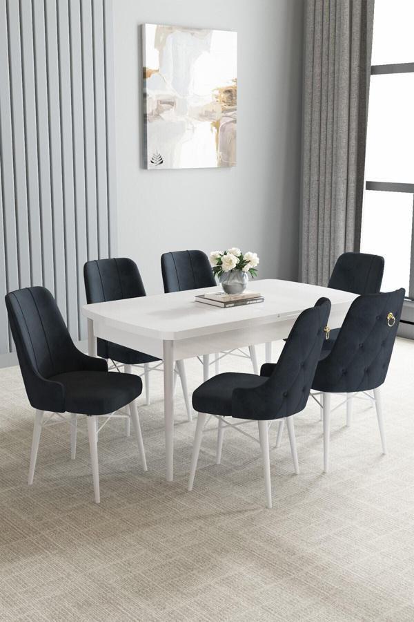 Asaella Mobilya 80X132 Açılabilir Yemek Odası Takımı 6 Adet Sandalye - Image 1