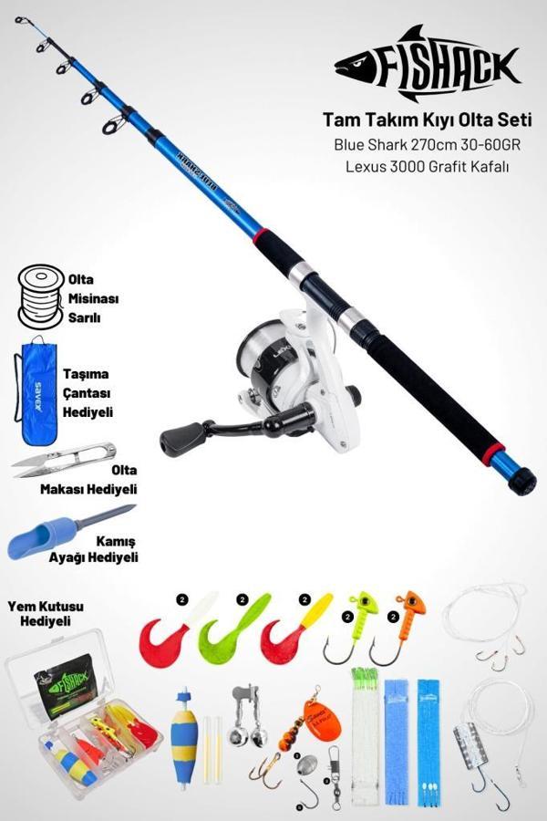 Tam Takım Kıyı Olta Seti - 270cm Kamış 30-60GR / 3000'lik Lexus Olta Makinesi - Taşıma Çantalı - Image 1