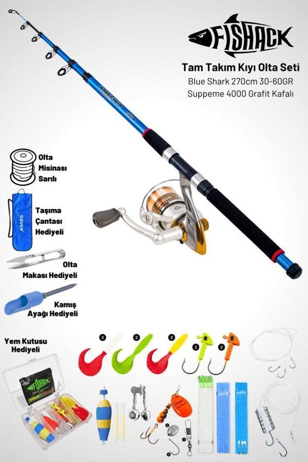 Tam Takım Kıyı Olta Seti - 270cm Kamış 30-60GR / 4000'lik Suppeme Olta Makinesi - Taşıma Çantalı - Image 1