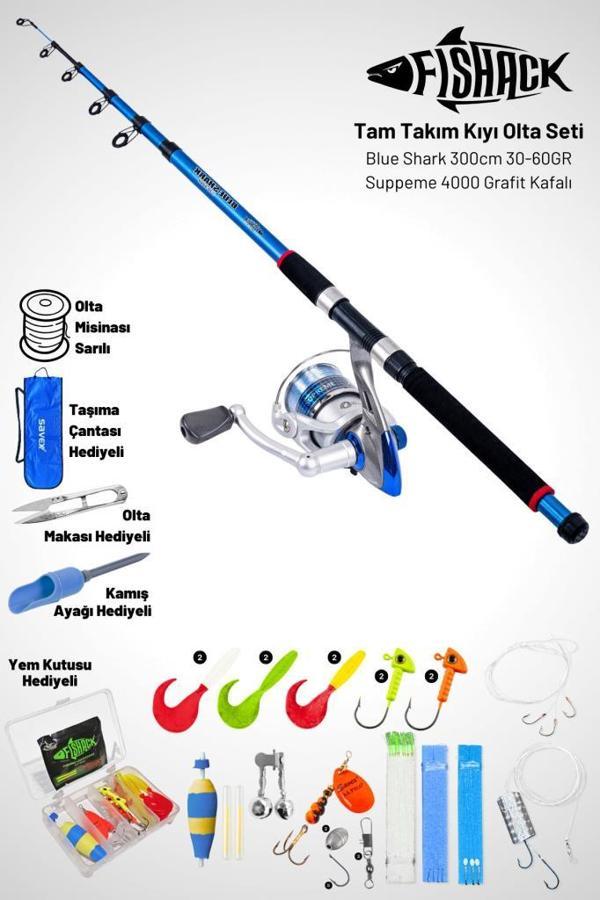 Tam Takım Kıyı Olta Seti - 300cm Kamış 30-60GR / 4000'lik Supreme Olta Makinesi - Taşıma Çantalı - Image 1