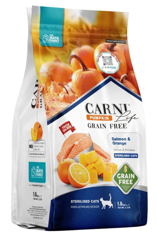 Carni Life Pumpkin Tahılsız Yetişkin Kısırlaştırılmış Kedi Somon & Portakal 1,5 Kg - Image 1