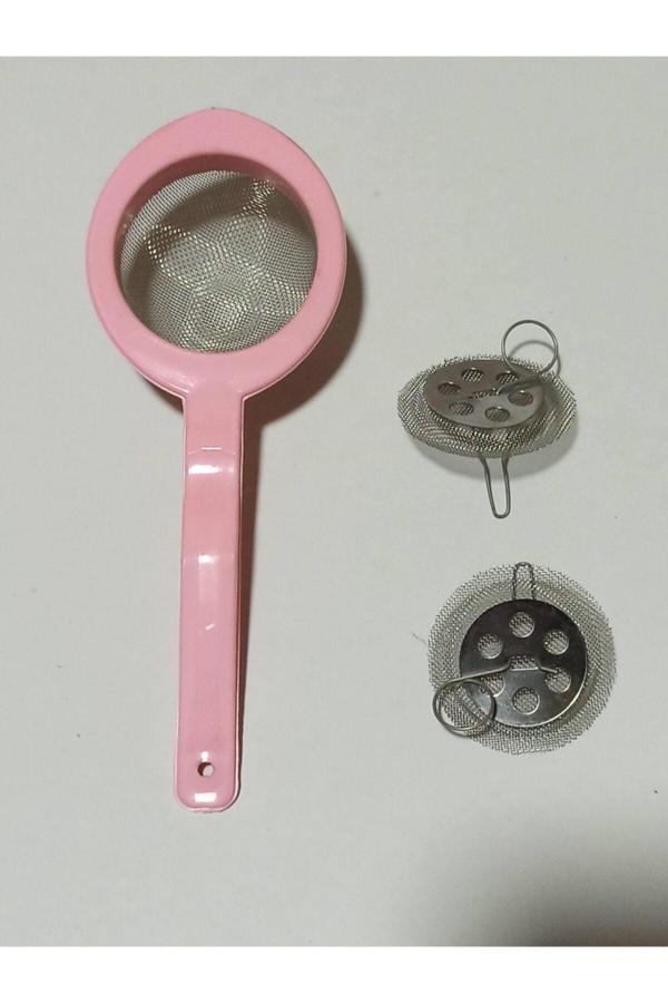 Hagiki (3Lü Set) Çay Süzgeci Seti Plastik Saplı Çay Süzgeci Ve 2 Adet Söktak Çay Süzgeç (3Lü Set) - Image 1
