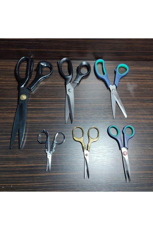 Hagiki (6 Parça) Makas Seti, Terzi Makası, No9,No8,5, No5,5, Altın İşlemeli Ve Katlanır Makas Üstün Kalite - Image 1