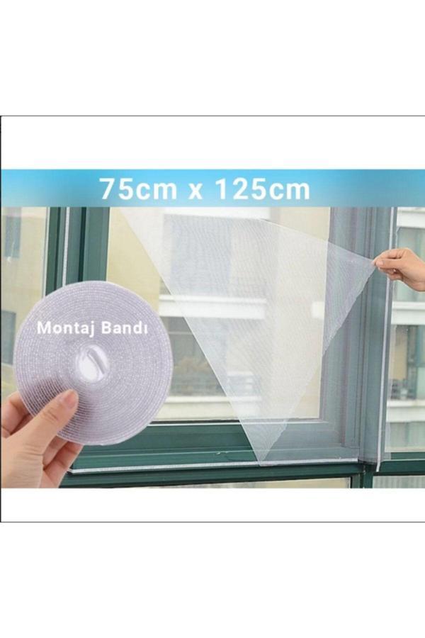 Hagiki Pencere Sinekliği Tül Perde Cırt Bantlı Kolay Kurulum Sineklik 75X125 Cm Tek Kanat (1 Adet) - Image 1