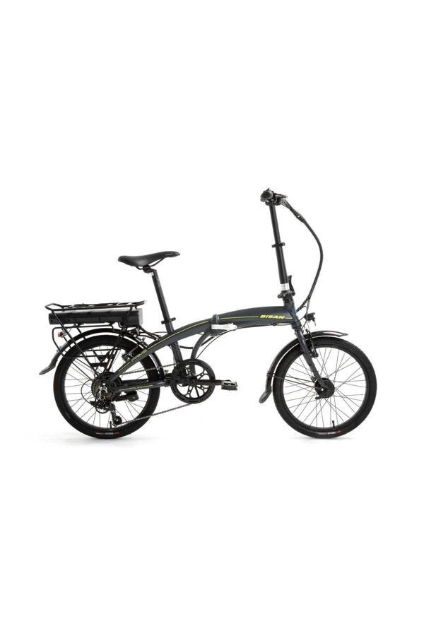 BİSAN PRİME ELEKTRİKLİ KATLANIR BİSİKLET 32 CM V 20 JANT 7 VİTES MAT GRİ SARI - Image 1