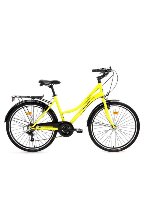BİSAN SMİLE ŞEHİR BİSİKLETİ 44 CM V 28 JANT 7 VİTES SARI SİYAH - Image 1