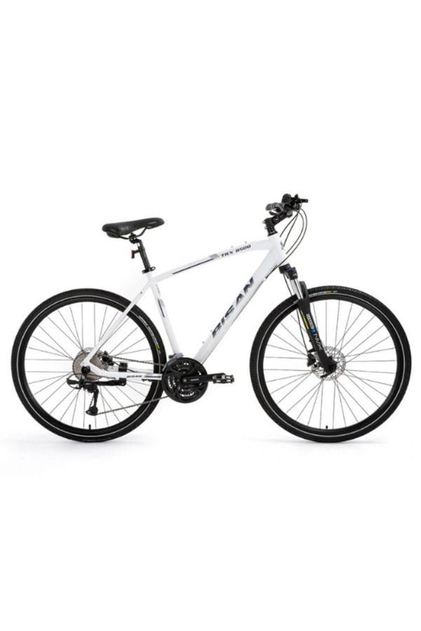 BİSAN 8500 TREKKİNG BİSİKLETİ 46 CM HİDROLİK DİSK 28 JANT 27 VİTES MAT BEYAZ LACİVERT - Image 1