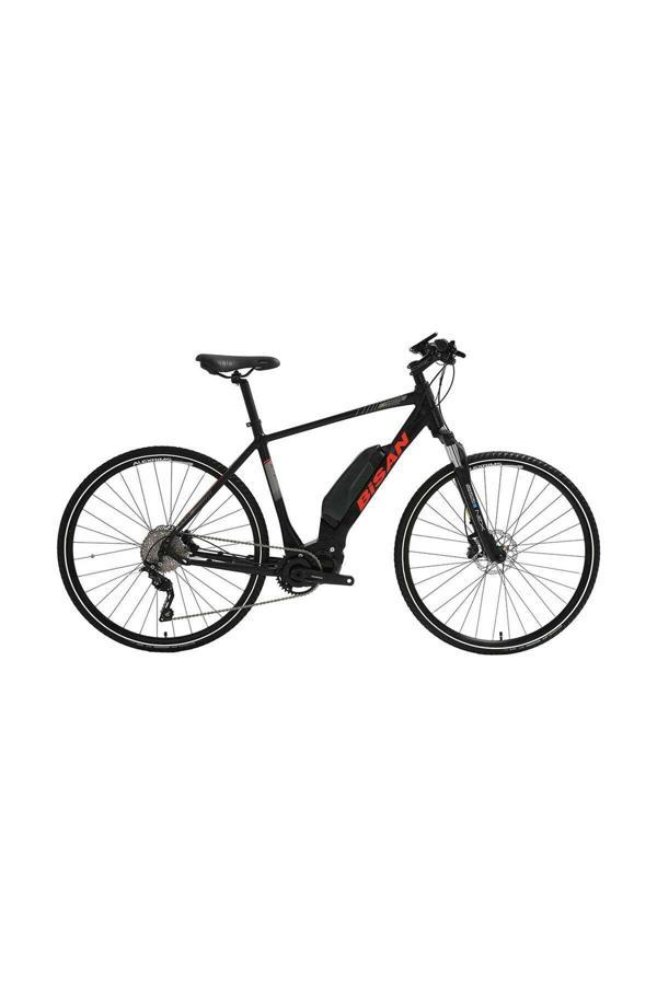 BİSAN E-TREKKİNG ELEKTRİKLİ BİSİKLET 50 CM DİSK FREN 700C JANT 10 VİTES MAT SİYAH KIRMIZI - Image 1