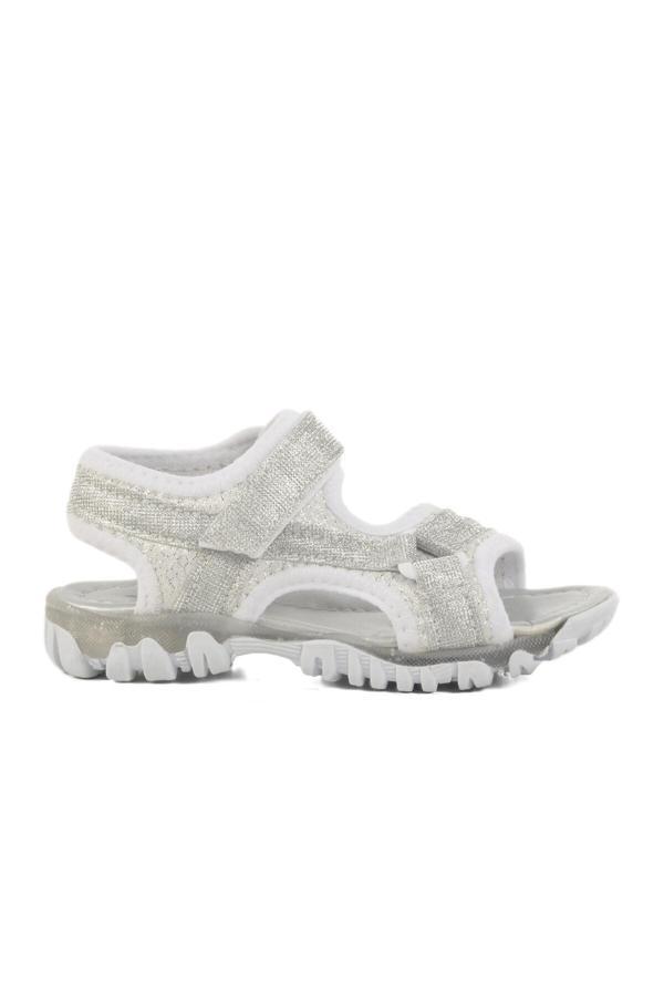 Gümüş Simli Cırtlı Ortopedik Kız Çocuk Spor Sandalet 25T104 P - Image 1