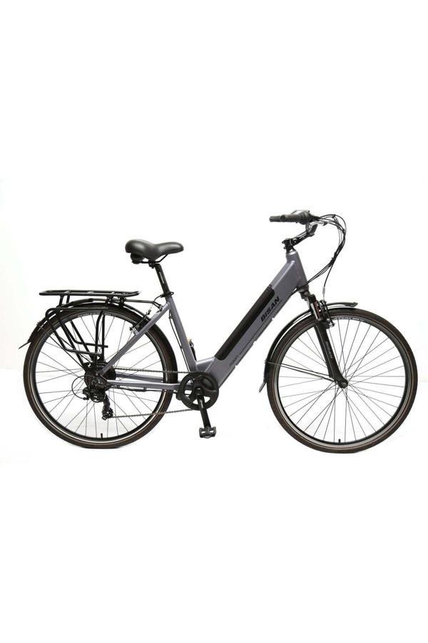 BİSAN MOON ELEKTRİKLİ BİSİKLET 47 CM V 700C JANT 7 VİTES METALİK GRİ SİYAH - Image 1