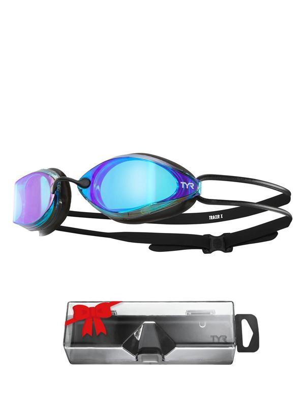 TYR Tracer-X Mavi/Siyah Aynalı Yüzücü Gözlüğü, Antrenman Gözlük - Image 1