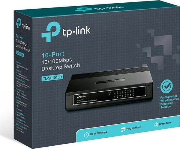 TP-Link 16 Port 10-100 Mbps Switch Plastik Kasa Tl-Sf1016D - Image 1