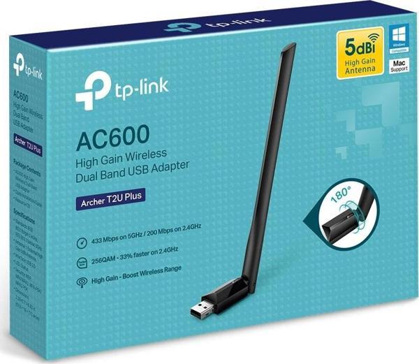 TP-Link Archer T2U Plus 600 Mbps Antenli Yüksek Verimli Kablosuz Usb Adaptör Ac600 - Image 1