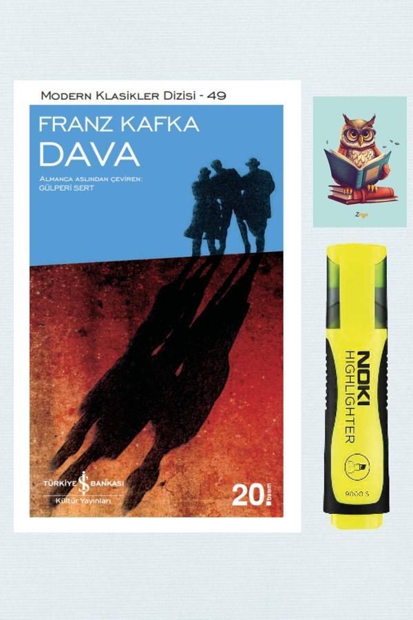 Dara Yayınları Dava-Franz Kafka-İş Bankası Kültür Yayınları-Sarı Fosforlu Kalem-Not Defteri Seti - Dara - Image 1