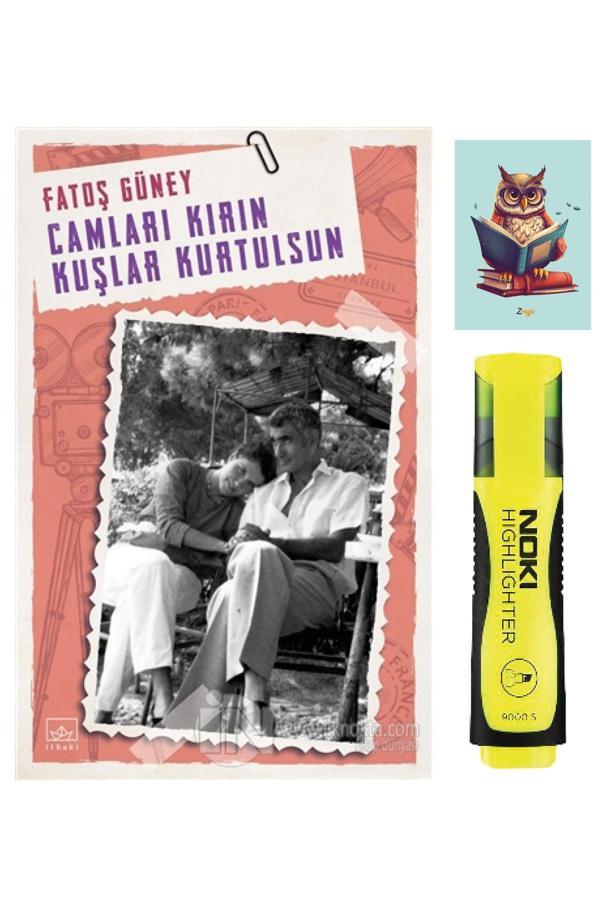 Dara Yayınları Camları Kırın Kuşlar Kurtulsun-Fatoş Güney- Sarı Fosforlu Kalem-Not Defteri Seti - Dara - Image 1