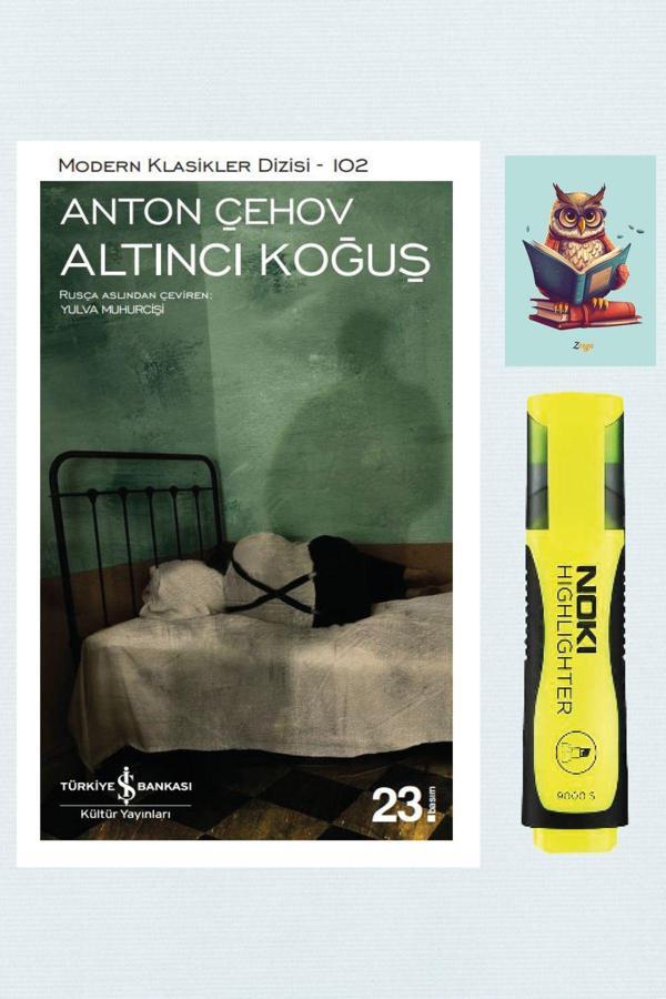 Dara Yayınları Altıncı Koğuş -Anton Pavloviç Çehov- İş Bankası Kültür Yayınları-Sarı Fosforlu Kalem Not Defter Seti - Dara - Image 1