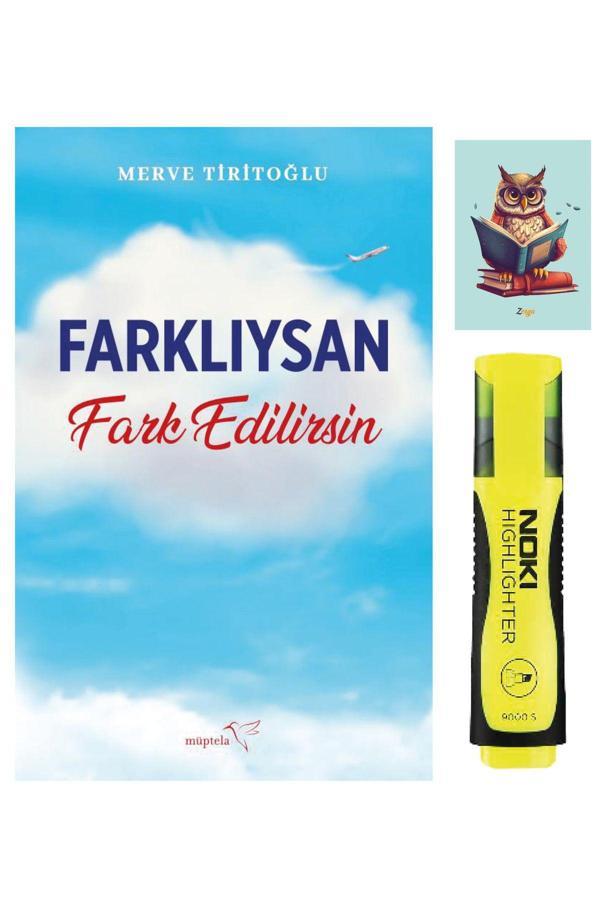 Müptela Yayınları Farklıysan Fark Edilirsin-Merve Tiritoğlu-Sarı Fosforlu Kalem-Not Defteri Seti - Müptela Yayınları - Image 1