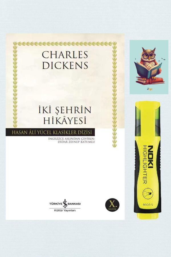 Dara Yayınları İki Şehrin Hikayesi-Charles Dickens-İş Bankası Kültür Yayınları-Sarı Fosforlu Kalem-Not Defteri Seti - Dara - Image 1