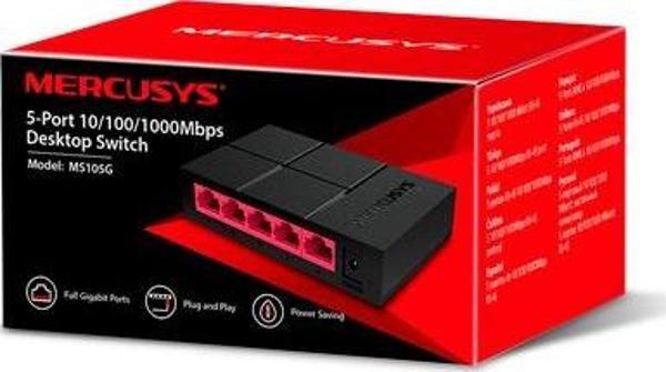TP-Link Mercusys 5 Port 10-100-1000 Mbps Switch Plastik Kasa Ms105G - Image 1