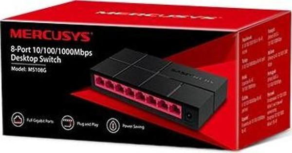 TP-Link Mercusys 8 Port 10-100-1000 Mbps Switch Plastik Kasa Ms108G - Image 1