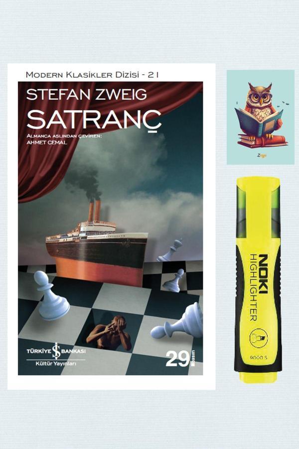 Dara Yayınları Satranç - Stefan Zweig - İş Bankası Kültür Yayınları - Sarı Fosforlu Kalem - Not Defter Seti - Dara - Image 1