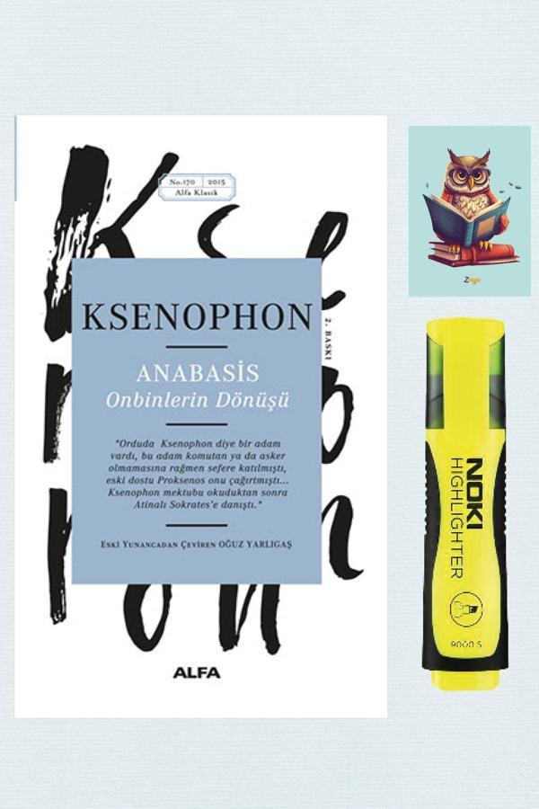 Dara Yayınları Anabasis-Onbinlerin Dönüşü-Ksenophon -Alfa Yayınları-Sarı Fosforlu Kalem-Not Defteri Seti - Dara - Image 1