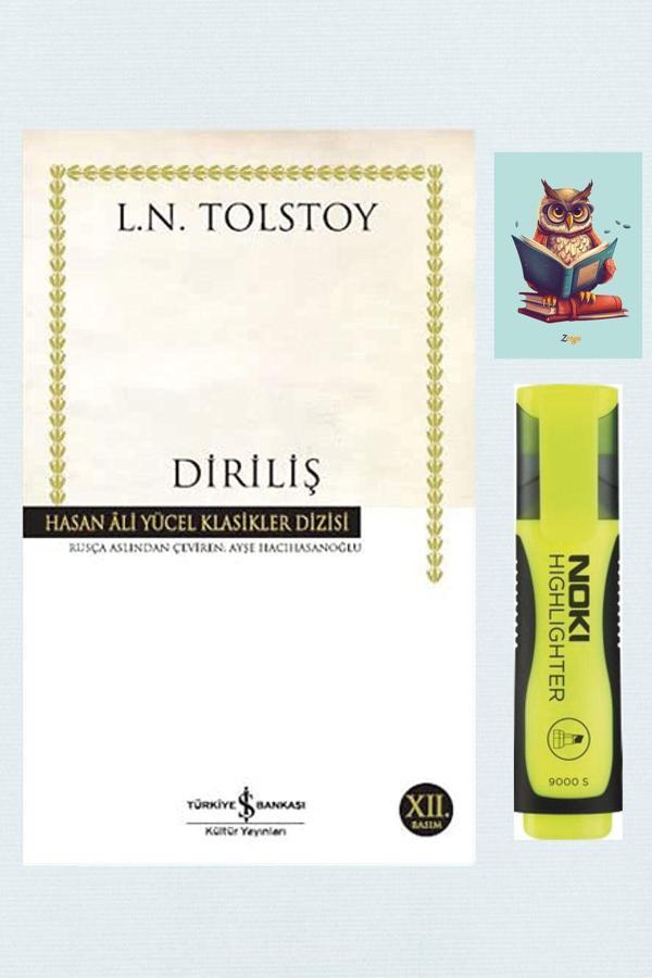 Dara Yayınları Diriliş - Hasan Ali Yücel Klasikleri - Tolstoy 9789944886666 Sarı Fosforlu Kalem - Not Defterli Seti - Dara - Image 1