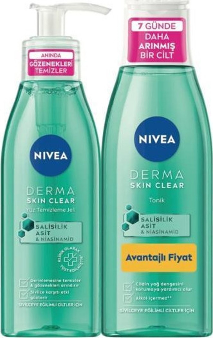NIVEA Derma Skin Clear Yüz Temizleme Jeli 150 ml+Nivea Tonik 200 Set