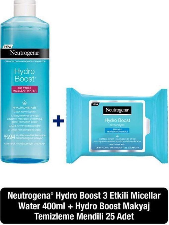 Neutrogena Hydro Boost Micellar Water 400 ML + Hydro Boost Cilt Bakım Seti 25'li