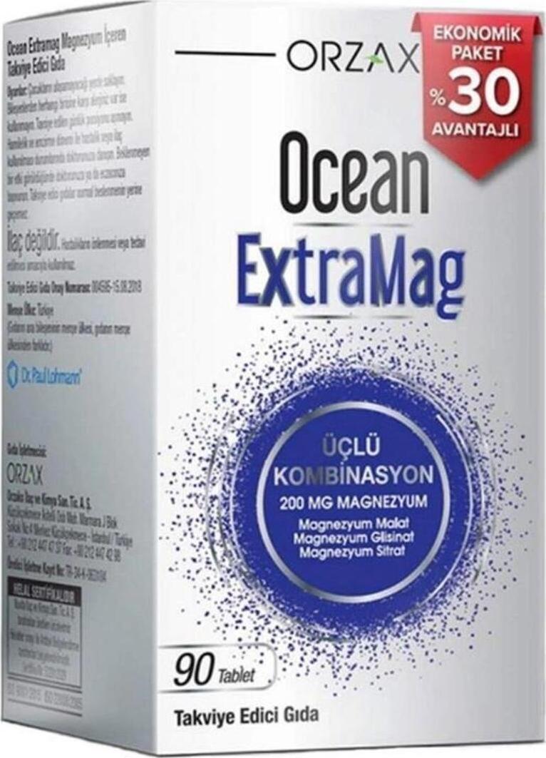 Orzax Ocean ExtraMag Üçlü Magnezyum Kombinasyonu 90 Tablet - idefix