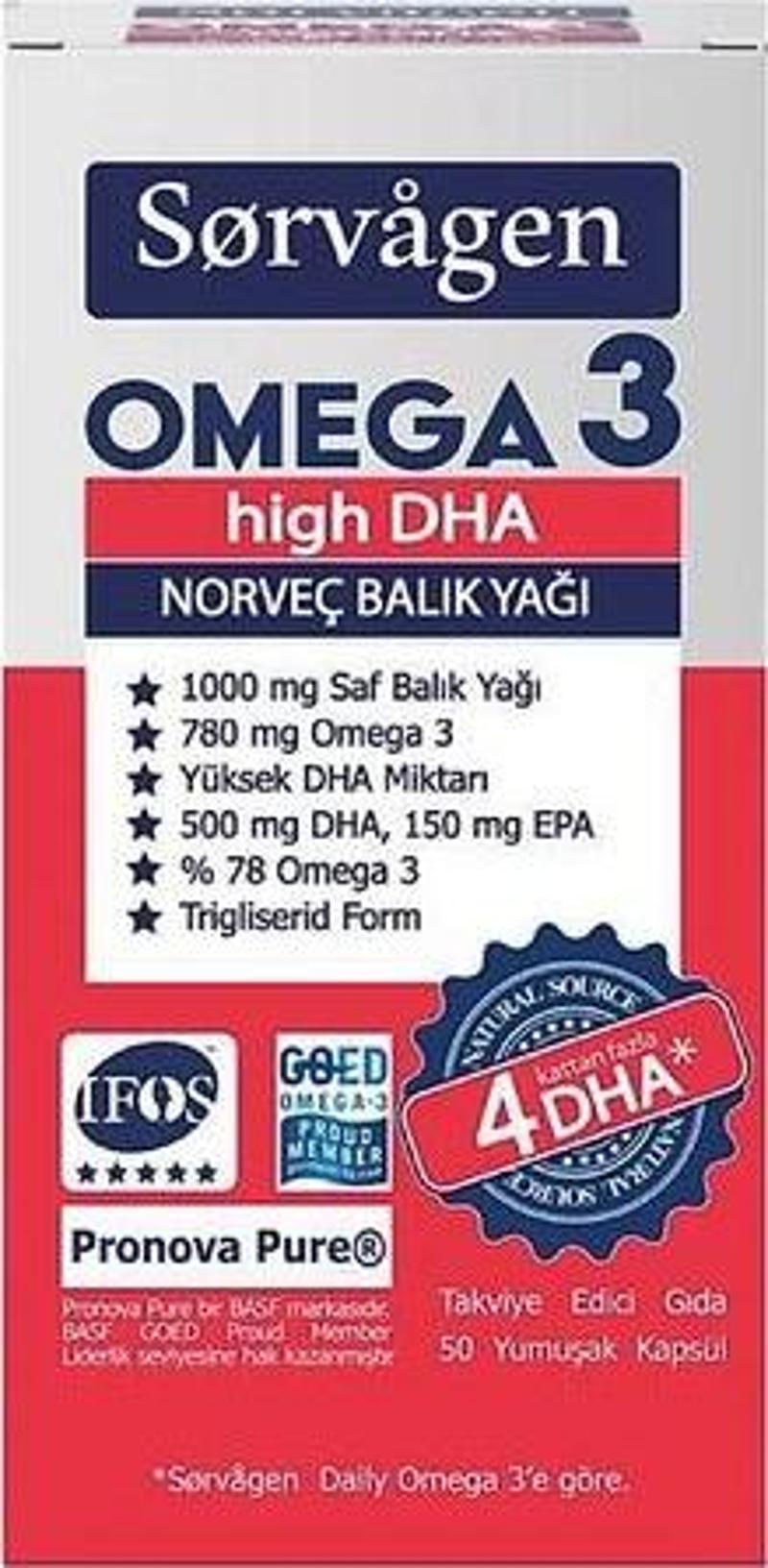 Sorvagren Omegra 3 Higrh Dha Norveç Balık Yağı 50 Kapsül