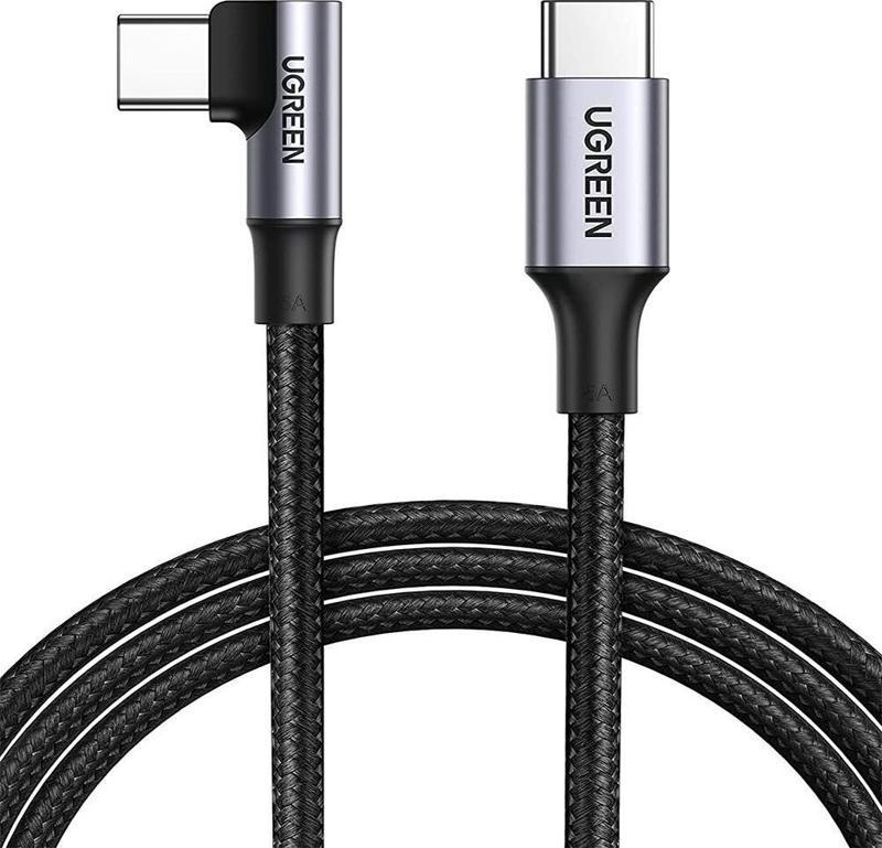 Type-C to Type-C 100W 5A Örgülü 90 Derece Şarj Kablosu 1 Metre