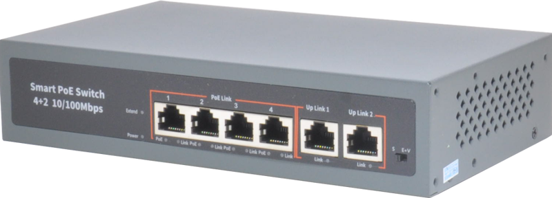 İss-1006P 4 Port Poe+ 10-100 Mbps 2 Port 10-100 Uplink Switch Hub 78W
