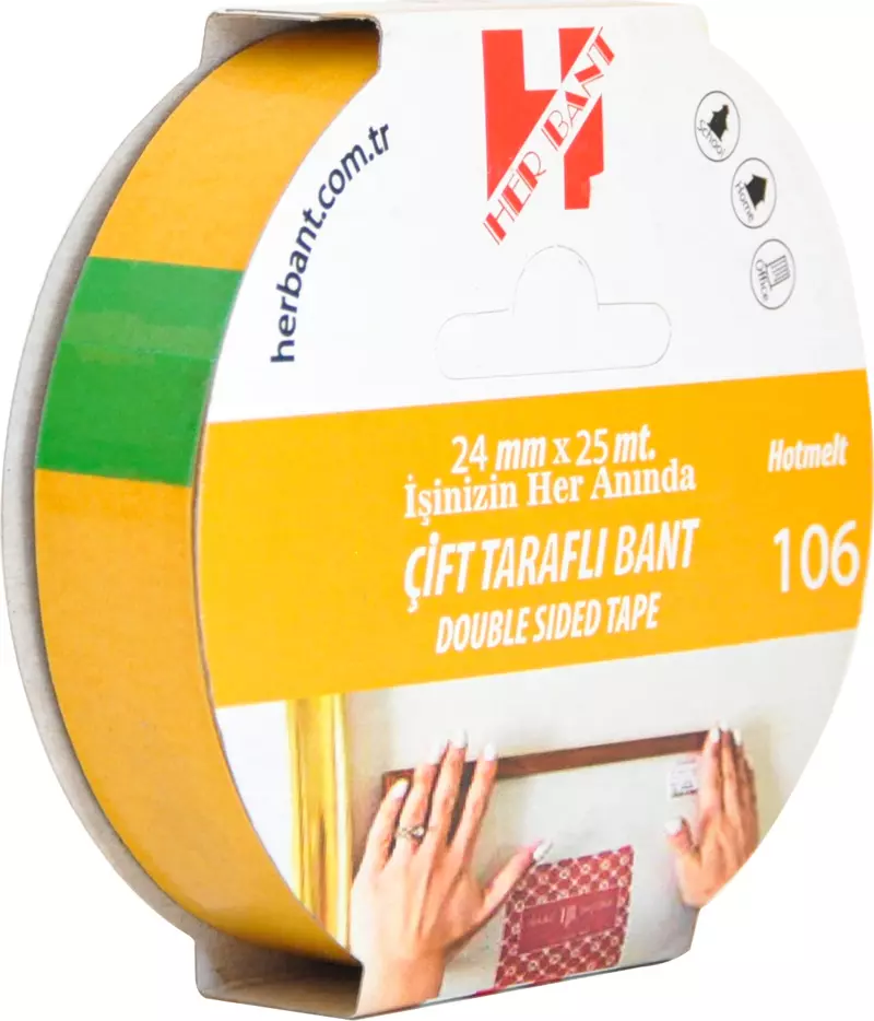 Çift Taraflı Kağıt Bant Askılı 24Mm X 25 Metre SP3506