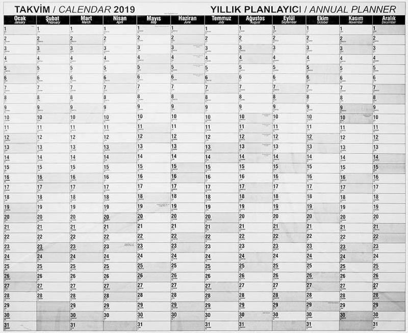 2019 Takvim Planlayıcı 120X100 Cm Pan758