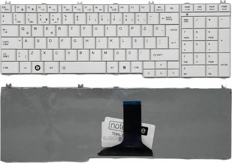 Toshiba Satellite L750-1MM, L750-1MN, L750-1MP, L750-1MQ Uyumlu Notebook Klavye Beyaz TR