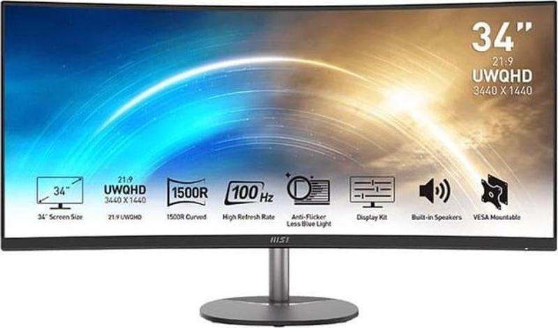 Pro Mp341Cq 34 3440X1440 Qhd 100Hz 1Ms Hdmı Dp Curved Led Monitör