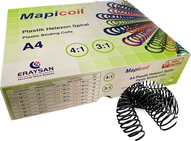 3:1 PLASTİK HELEZON SPİRAL 45MM SİYAH 50 AD  36 LOP