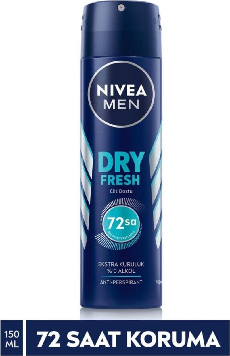 Men Erkek Sprey Deodorant Dry Fresh 150ml, 72 Saat Anti-perspirant Koruma, Ekstra Kuruluk